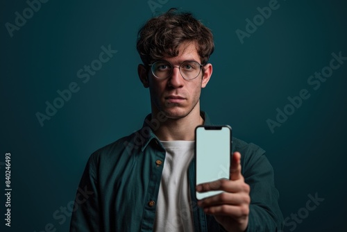 A person covering their face with a smartphone, possibly taking a selfie or hiding from something