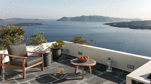 Santorini Terrace With Breathtaking Aegean Sea Views