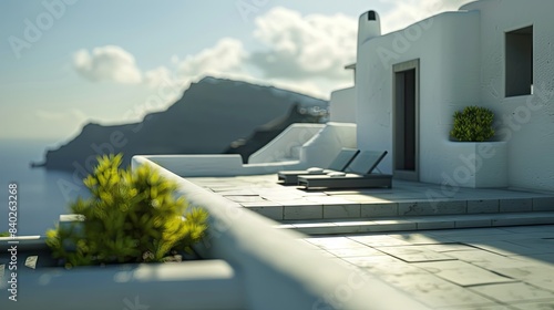 Tranquil Santorini Terrace With Ocean Views
