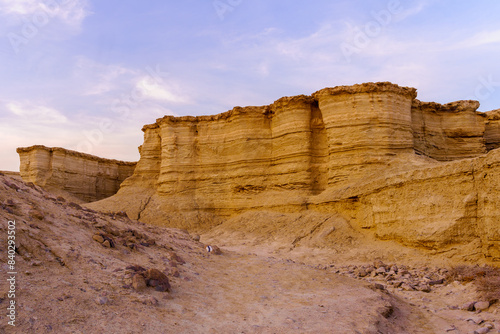 Sunset view of the Masada Marls rocks formation