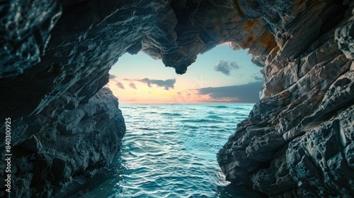 grotto by the sea with a heart shape