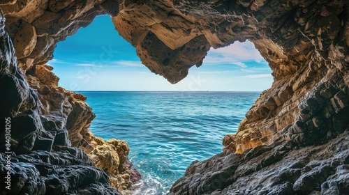 grotto by the sea with a heart shape