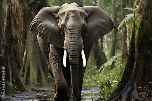 Elephant in the jungle. The elephant is one of the largest animals