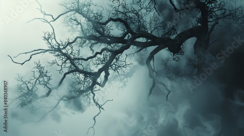 A the tangled branches and tendrils of the mist ethereal shapes twist and turn their ghostly forms shifting and merging as if controlled by an unseen force
