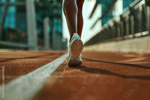 A person walking on a tennis court, focused on their path
