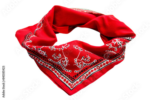 Red Bandana with White and Black Pattern