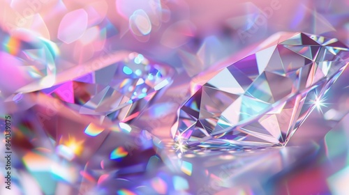 a close-up of a diamond with a brilliant cut with sparkling radiant light effects