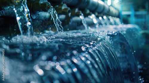 Close-up shot of water flowing down a pipe