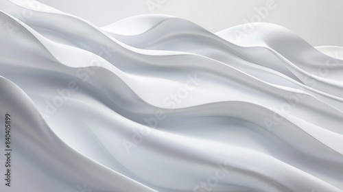Abstract composition featuring flowing white wave surfaces on a clear background, evoking a sense of tranquility and elegance.