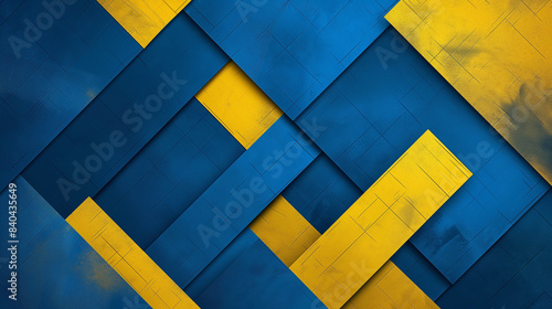 Fundo geométrico azul e amarelo com um padrão diagonal de quadrados texturizados