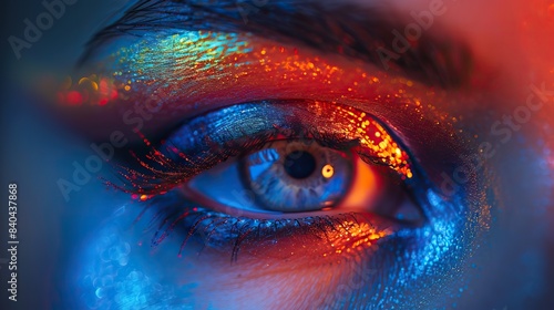 an eye collage of close up male and female eyes isolated on a neon neon background multicolored stripes represent equality union of all nations ages and interests.stock image