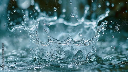  A zoom in of water sloshing onto a glass filled with droplets at the base
