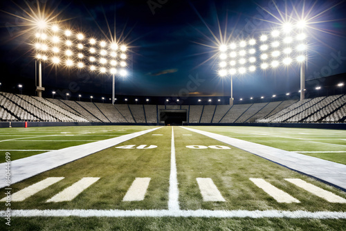 Illuminated Football Field at Night, Ready for Action