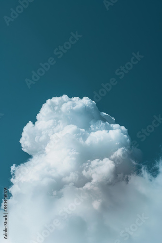 Fluffy white cloud formation in a clear blue sky, capturing the serene beauty of nature and weather. Perfect for backgrounds and nature-themed projects.