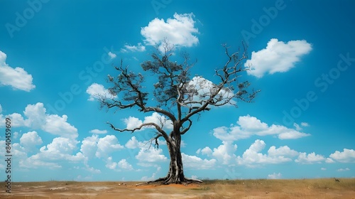 Dry tree with cloudy sky