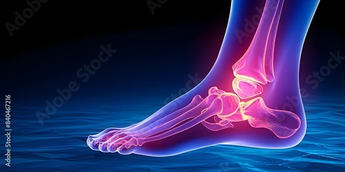 Individual with broken fibula experiencing ankle instability and swelling in lower leg. Concept Fibula fracture, Ankle instability, Lower leg swelling, Broken bone, Injury recovery