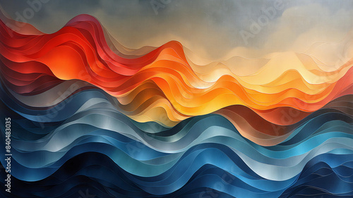 Surreal and abstract paintings with distinctive brushwork and flowing lines depict surreal landscapes where dreamlike elements converge. The images are generated by A