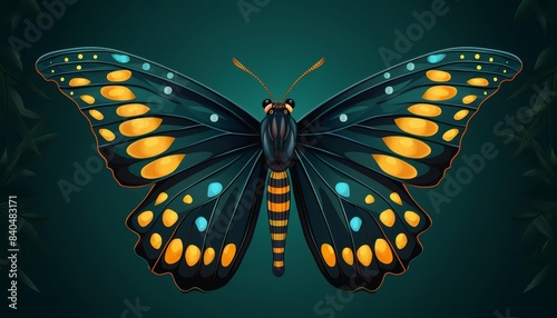 Butterfly wingspan diversity flat design, front view, entomology theme, animation, vivid