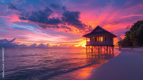 Modern Beach Hut on Stilts: Sunset Serenade