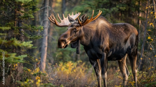 "Stunning Close-Up of Moose with Large Antlers in the Wild"