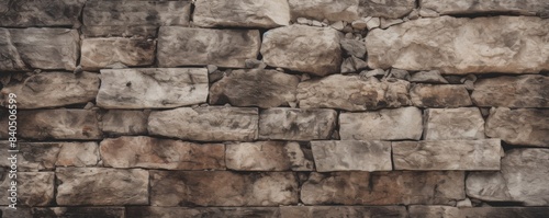 A brick wall with a rough texture and a faded brown color