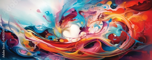 A colorful painting of a wave with a white heart in the middle