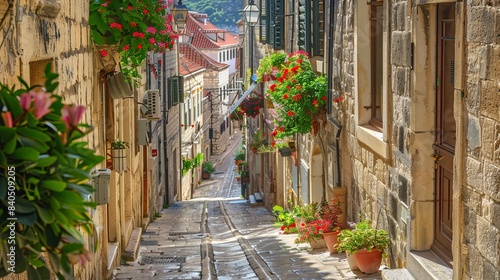 Medieval street in old town of Dubrovnik, Croatia