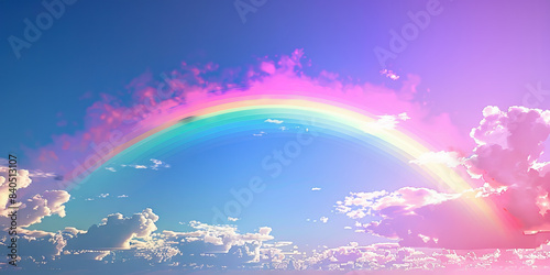 Discount Rainbow: Abstract rainbow arching across the sky, each color representing a different discount or offer