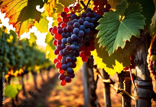 vivid sunset illuminating ripe grapes lush vineyard landscape, vibrant, colorful, glowing, mature, fields, scenery, bright, harvest, winery, picturesque