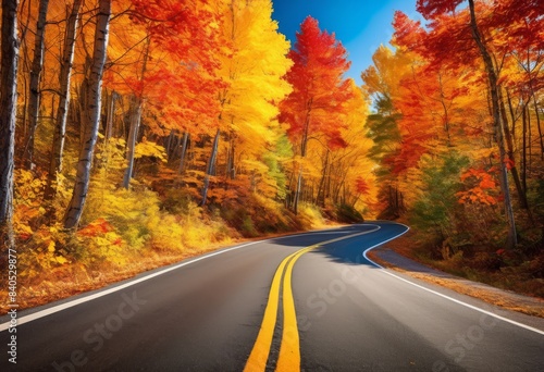 autumnal road scenic journey through fall landscapes polarizing filter, trip, roadside, attractions, overlooks, sky, foliage, contrast, capture, document, nature