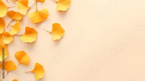 Yellow and orange ginkgo leaf elements decorative poster background