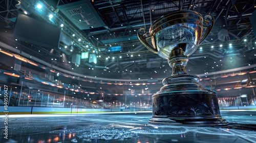 the trophy cup in a ice hockey stadium