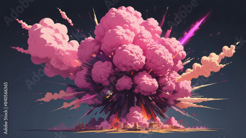 A pink nuke explosion isolated background.