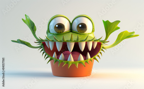 3d cartoon of The alien plant monster 