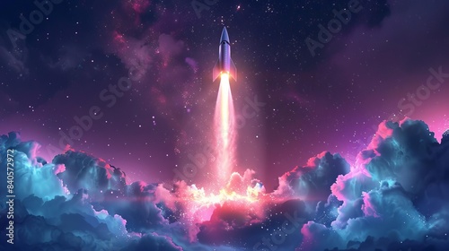 rocket launch takeoff boost symbol aerospace technology ai generated illustration