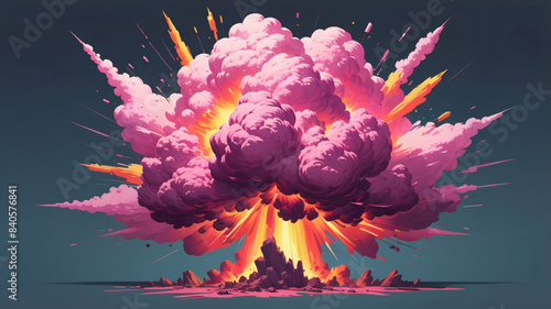 A pink nuke explosion isolated background.