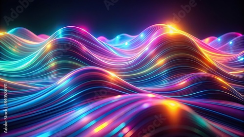 Abstract holographic neon wave in motion background, fluid, render, holographic, iridescent, neon, curved, wave, gradient, design element, banners, backgrounds, wallpapers