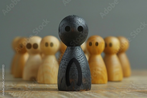 Many wooden figures lined up