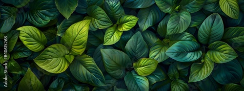 Top view of green leaves, seamless texture, top down view of leaves, flat lay