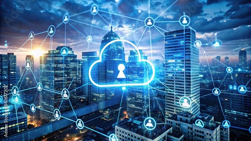 Cloud-based cybersecurity solutions protecting corporate and institutional networks , cybersecurity, cloud, protection, network, technology, data, security, firewall, encryption, defense