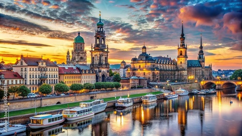 A beautiful and vibrant cityscape of Dresden showcasing its historical architecture and charm, Dresden, city festival, ancient, architecture, historical, buildings, skyline, cityscape