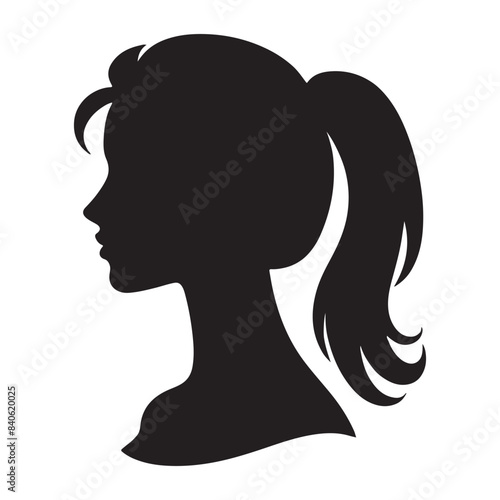 Girl, female vector silhouette illustration art icon profile