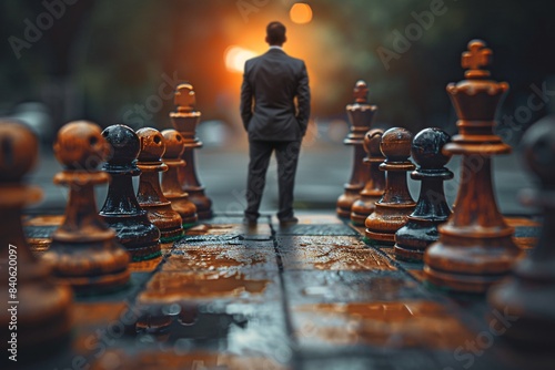 Man in front of chess board