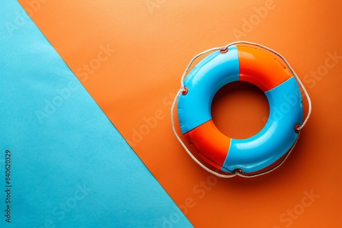 Lifebuoy on blue and orange