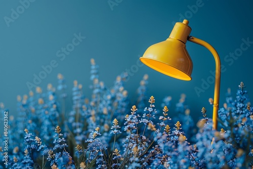 Yellow lamp on pole