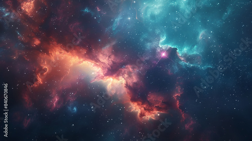 Deep Space Nebulae with Copy Space, Cosmic Exploration, Astronomy Background, Generative AI