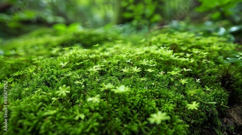 In the depths of a dense forest a carpet of spongy moss covers the forest floor providing a soft and cushioned path