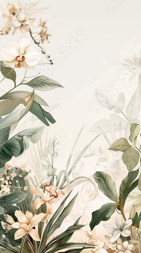 Floral border frame card template. Golden gradient on white background. Design illustration. for bunner, wedding card. AI generated illustration