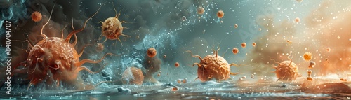 An educational illustration detailing the mechanisms of chemotherapy in targeting and destroying cancer cells.