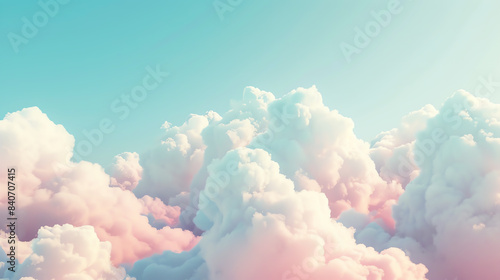 Generate a detailed image of a fluffy cumulus cloud, nature theme, top view, showcasing soft edges and bright white against a blue sky, scifi tone, vivid color scheme.